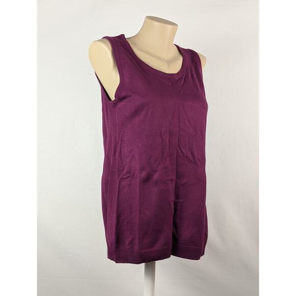 Susan Graver Small Purple Sweater Vest Crew Neck Sleeveless Knit Career Workwear - Picture 5 of 6